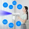 Vattenutrustning Sprayer Gun Nano Blue Light Mist Desinfection Electric UV Fogger Handheld Atomizer Home Office Air Sanitizer Machine