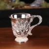 30ml Retro Metal wine glass European Style embossed Brandy white spirit wine glasses Alolly small wine cup high-end carving Liquor cups ss0408