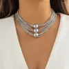 Gargantilla collares multicapa para mujer moda oro plata Color bola colgante cadenas joyería lujo accesorios de fiesta femenina