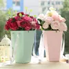 Emballage cadeau Kraft papier fleurs boîte avec poignée câlin seau Rose fleuriste fête emballage carton emballage sac