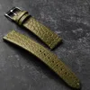 Bekijk banden handgemaakte avocado groene lederen horlogeband 20 22 mm zachte crocodile armband vintage stijl mannen snel release