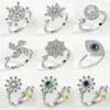 Cluster Rings Snowflake Anxiety Ring Fidget Spinner For Women Jewelry Anillo Mujer Stainless Steel Anillos Antiestres Ringen Bague