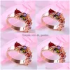 Bande Anneaux Colorf Cubic Zirconia Or Rose Plaqué Promise Ring Pour Filles Femmes Taille 6 À 9 Comme Anniversaire De Mariage Jewelryz Drop Del Dhtpm