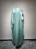 Ethnic Clothing Green Party Arab Morocco Muslim Dress Abayas Women Ramadan Hijab Abaya Dubai Turkey Islam Kaftan Robe Musulmane Vestidos