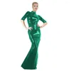 Freizeitkleider 23 Farben Langes PVC-Kleid Zurück Reißverschluss Bodenlang Party Club Leistung Vestido Sexy Frauen Bodycon Wetlook Plus Size