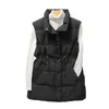 Gilet da donna Gilet corto Giacca invernale senza maniche Autunno Casual Cerniera Giacca bianca trapuntata