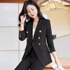 Zweiteilige Hosen für Damen, formelle Uniform-Designs, Hosenanzüge, Damen-Business-Arbeitskleidung, Anzüge mit und Jacken, Mantel, professionelle Damen-Blazer