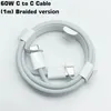 كابل USB C لـ Apple iPhone 15 Charger Cable C to C Nylon Braide Fast Charging Cord