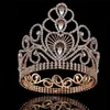 Vintage mariage couronne diadème grande couronne ronde cristal strass casque cheveux accessoires reine couronne princesse tête ornement 3108