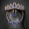 Other Jewelry Sets KMVEXO Royal Crystal Bridal for Women Luxury Tiaras Crown Necklace Earrings Wedding Dress Party Set Accessory 230407