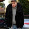 Cappotto in pelliccia sintetica Autunno Inverno Uomo Moda Manica lunga Caldo Cardigan nero casual con cappuccio