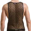 Débardeurs pour hommes maille transparente pour hommes haut transparent résille mince gilet de fitness réservoirs musculaires masculins