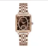 High End Fashion Square Ladies Rose Gold Inlaid Diamond Watch Two Needle Half Movement Tiktok Live Broadcast Popular Online