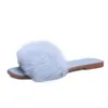 Designer fur household cotton slippers women fashion blue pink green black white sandals womens outdoor winter slipper