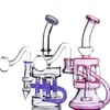 Основание для стакана Бонг Recycler Dab Rigs Кальяны Толстые стеклянные водяные бонги Дымовые трубы Чича Сигареты Нефтяные вышки с 14-миллиметровым фейерверком