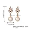 Stud New Brand Sier/Gold/Rose Gold Cubic Zircon Bridal Engagement Pearl Pendant CZ Earrings for Women Wedding Jewelry Giftz Dr Dhmup