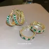 Kolczyki obręcze luksusowe zielone kolory huggies Cubic cyrkonia dla kobiet chrząstka do pierdina biżuteria biżuteria