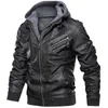 Men's Jackets Men's Leather Jackets Autumn Winter Casual Hooded Coats Men Fashion Motorcycle Biker Leather Jacket Jaqueta Couro S-3XLzln231108