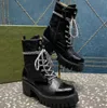 Knight Kid Boots okrągłe palce platforma skórzana koronkowa pięta Martin Booties Kobiety luksusowe designerskie motocyklowe buty fabryczne rozmiar obuwia