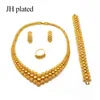 Earrings Necklace Nigeria Dubai Gold color jewelry sets African bridal wedding gifts party for women Bracelet Necklace earrings ring set collares 230408