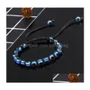 Braccialetti con perline fatti a mano con perline Braccialetti con ciondoli blu malocchio blu Turchia per le donne Corda intrecciata Corda Fatima Perline Bracciale a catena D Dhe1H