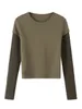 T-shirt femme PUWD femmes gris O cou tricot gaufré faux deux pièces t-shirts automne mode filles décontracté haut à manches longues 230407