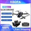 Drones KBDFA S136 4K HD Двойной камеры Drone Drone GPS безмолвные профессиональные лазерные препятствия для избегания вертолета складные квадрокоптерные подарки Q231108