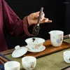 Teaware set wourmth 10sts högkvalitativ vit porslin Kungfu Tea Set Creative Office Bone China Teacup Gaiwan Siler Fair Cup