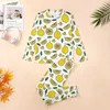 Men's Sleepwear Lemon Pajamas Winter 2 Pieces Food Fruit Leaf Trendy Pajama Sets Man Long-Sleeve Aesthetic Design Big Size