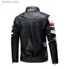 Mäns jackor Autumn Winter Men's Leather Jacket Locomotive Motorcykel PU Rand Stitching Punk Bike Windbreaker Bomber Jacket Thicken Coat Q231109