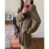 Two Piece Dress Women's Autumn Vintage Thousand Bird Checker Blazer Pleated Skirt Set Casual Plaid Double Breasted Suit Halfskirt