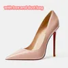 Dr Red High Heels Shoes Designer Women Shiny Bot 6cm 8cm 10cm 12cm Thin Heel Pointed Toe Nude Black Patent Leather Brand Pumps with Box and Dust Bag