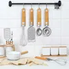 Neues Edelstahl-Küchenutensilien-Set, Küchenkleinwerkzeuge, Holzgriffmixer, Schäler, Mühlenzubehör F2