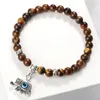 Strand 6mm Natural Stone Women Bracelet Lucky Elephant Pendant Charm Bangles Tiger Eye Agates Lava Beads Bracelets For Men Jewelry Gift