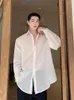Camisas casuais masculinas syuhgfa em gravação camisa meio transparente solta 2023 primavera verão retirar colar de colarinho de peito de peito coreano