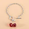 Chains Black Cherry Necklace Female INS Dark Bracelet Girl Alloy Collarbone Chain Wild Retro Earrings Net Red Jewelry