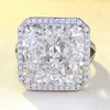 Anillo de diamante Moissanite de corte radiante de 13mm, anillos de boda para fiesta de Plata de Ley 925 100% auténtica para mujeres y hombres, joyería de compromiso