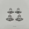 Vivian Boucles d'oreilles Western Empress Dowager Vivian Classic Planet Saturn Full Diamond avec aiguilles en argent zirconium Mode personnalisée et style minimaliste