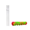 colroful silicone 90mm One Hitter pipes Bat Cigarette Holder Glass Steamroller Pipe filters for tobacco dry herb oil burner hand pipes
