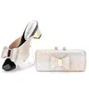 Tofflor italiensk design Afrika Nigeria High Heel Flat Party Diamant Wedding Hand Hold Bag Women's Shoes Bslippers