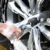Strumento di pulizia portatile per la pulizia delle ruote dell'auto con spazzola per cerchioni in microfibra portatile con manico in plastica