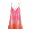 Vestido Mulher Tie Dye Slip Mini Mulheres Backless Strap Sexy Curto Verão Es Sem Mangas Praia Sundress 210519189R