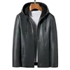 Men's Jackets s Clothing Men Hooded Ecological Cowhide Coat High-quality Microfiber Leather Jackets Ropazln231108