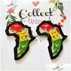 Dangle Chandelier Fashion Afica Map Wood Earrings MTI Color Hoop Drop Earring Jewelry Women Girls 디자이너 Whol YQ