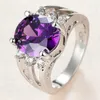 Wedding Rings Luxe vrouwelijke paarse kristallen stenen ring charme zilveren kleur voor vrouwen beloven veel ovaal zirkoon verloving