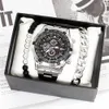 Men's Wrist Watch New Non Mechanical Set Titanium Steel Bracelet Quartz