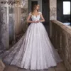 Abiti da festa Ashy Carol Abito da ballo Abito da sposa 2023 Delicato perline Scoop Applicazioni di pizzo Sposa Principessa Backss Cappella Treno Abito da sposa 0408H23