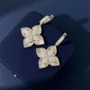 fahion 2023 New arrive Four Leaf Clover stud earring Designer Jewelry Gold Silver Mother of Pearl Green Flower earring Link Chain Womens lover Enamel Party Gift