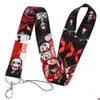 Keychains Lanyards Keychains Lanyards 클래식 공포 영화 Scream Neck Straps ID 배지 홀더 펜던트 키 링 매력 휴대 전화 Cospl DHDK6