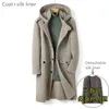 Men's Wool Blends Naizaiga 100 wool Double-sides woolen coat men's long hooded single-breasted winter trench camel gray coat AF7 231108